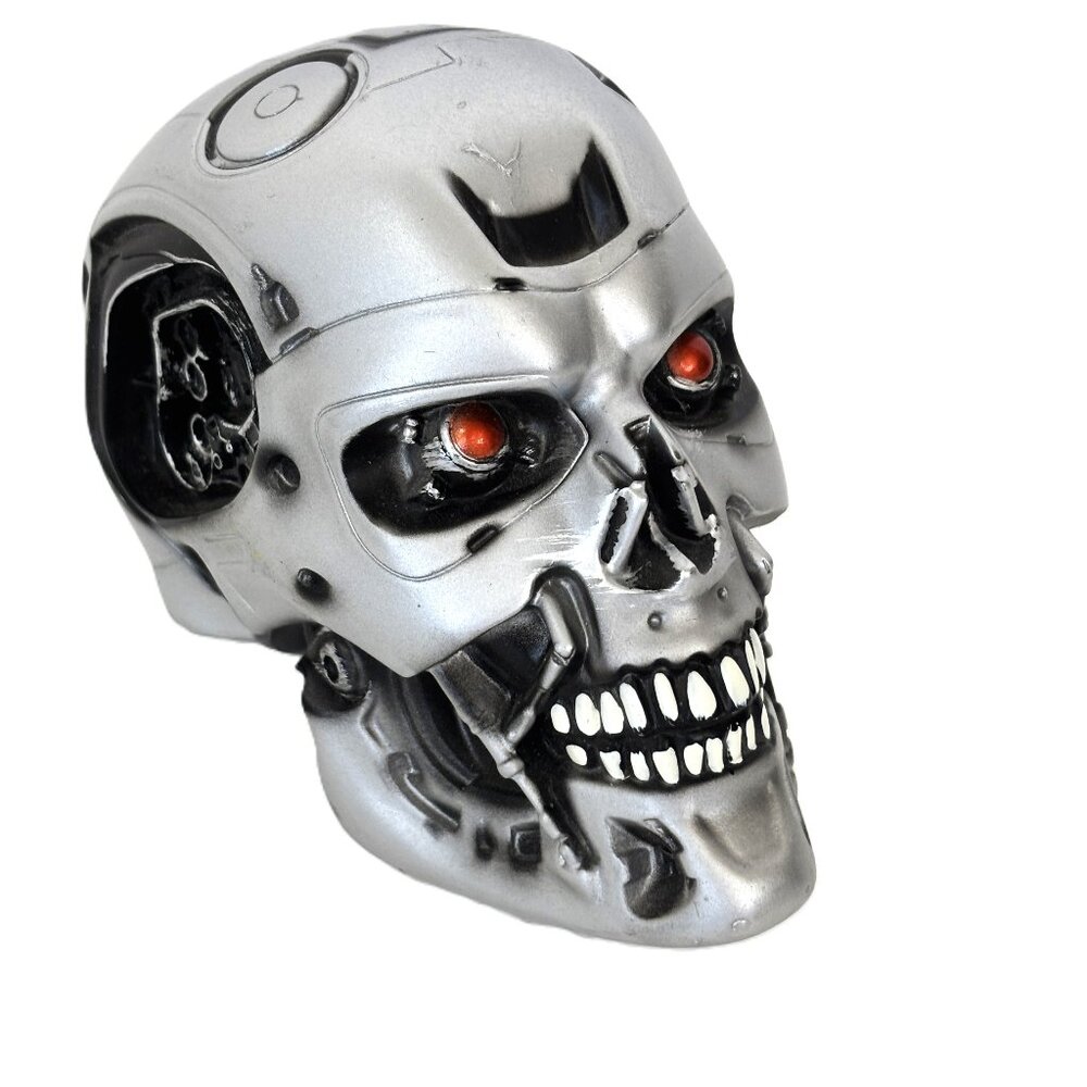 Terminator Style Small Silver Skull Figurine 4.5” x 4” x 4”